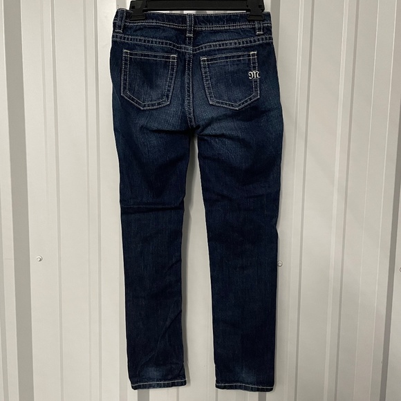 Miss Me Girls Boyfriend Ankle Dark Wash Fade Distressed Jeans - Picture 5 of 9